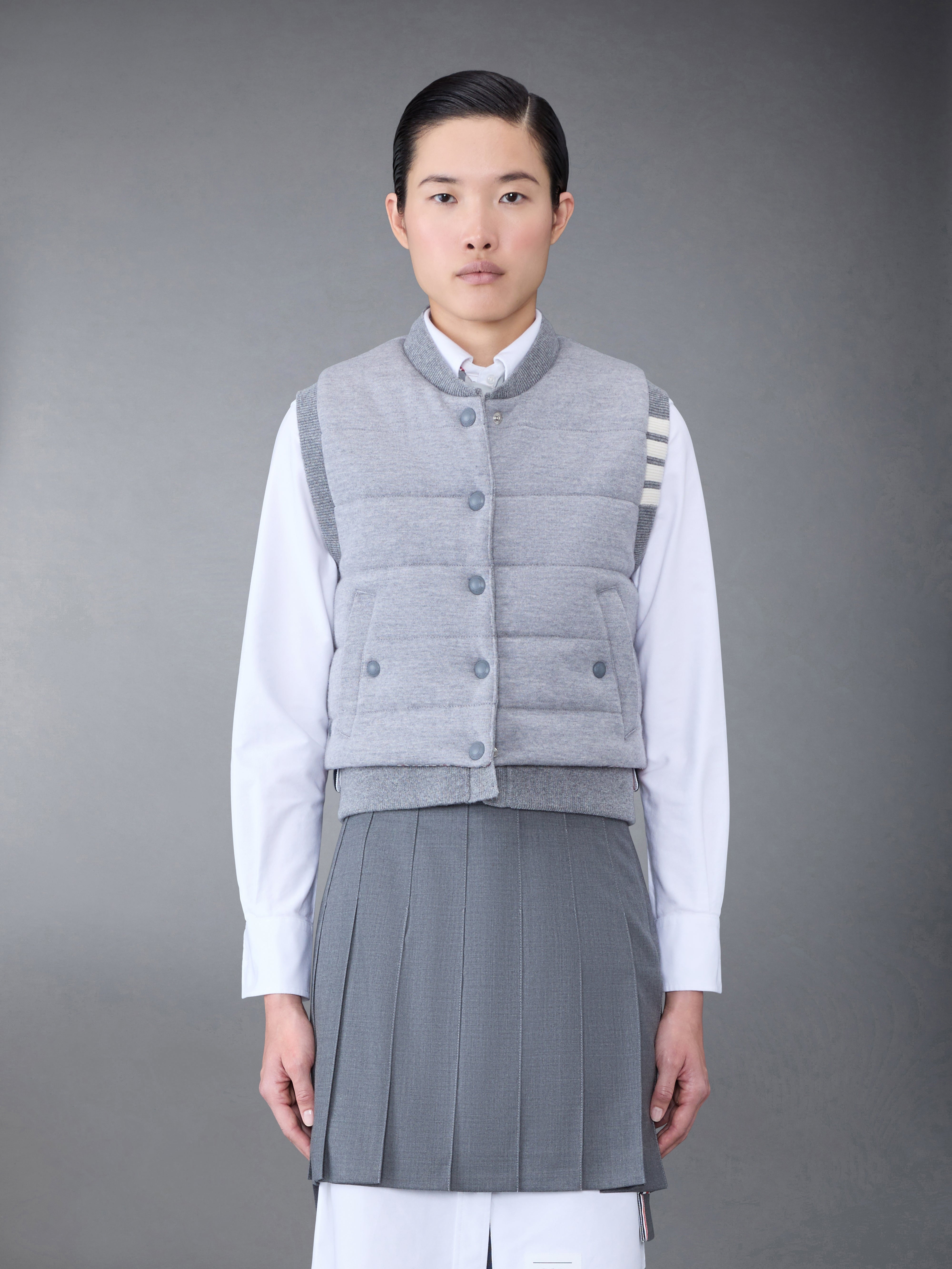 FINE MERINO AND JERSEY REVERSIBLE DOWN 4-BAR VEST - 1