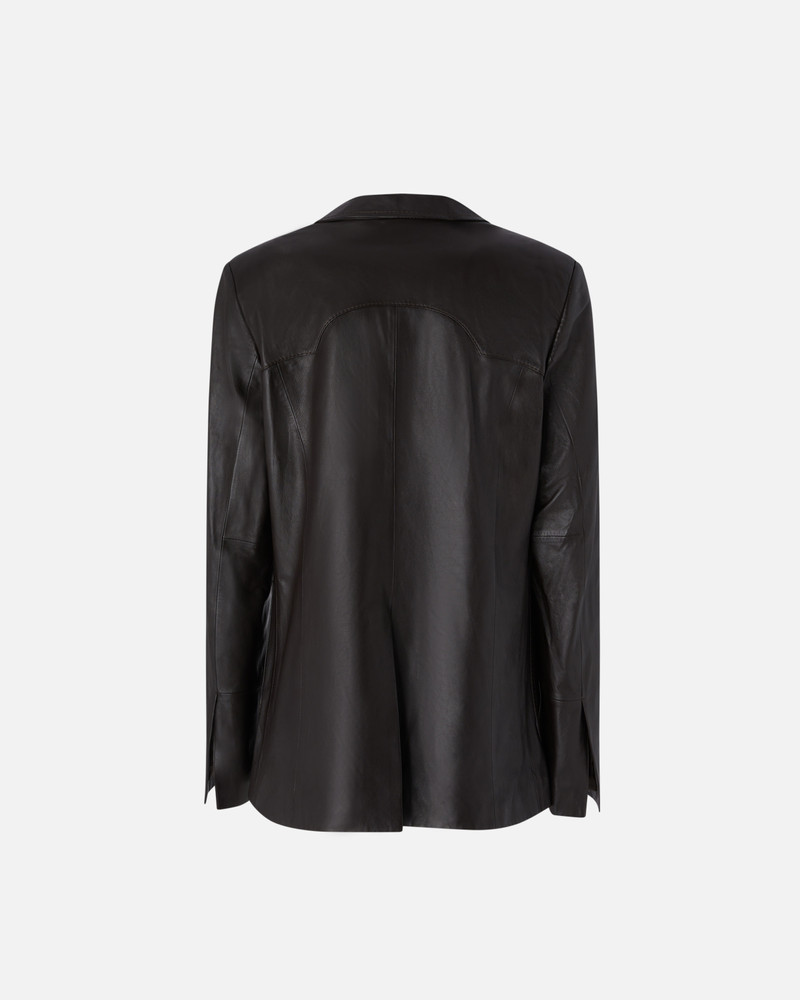 PINKO REIMAGINE BY PINKO X PATRICK MCDOWELL SINGLE-BREASTED LEATHER BLAZER WITH POCKETS outlook