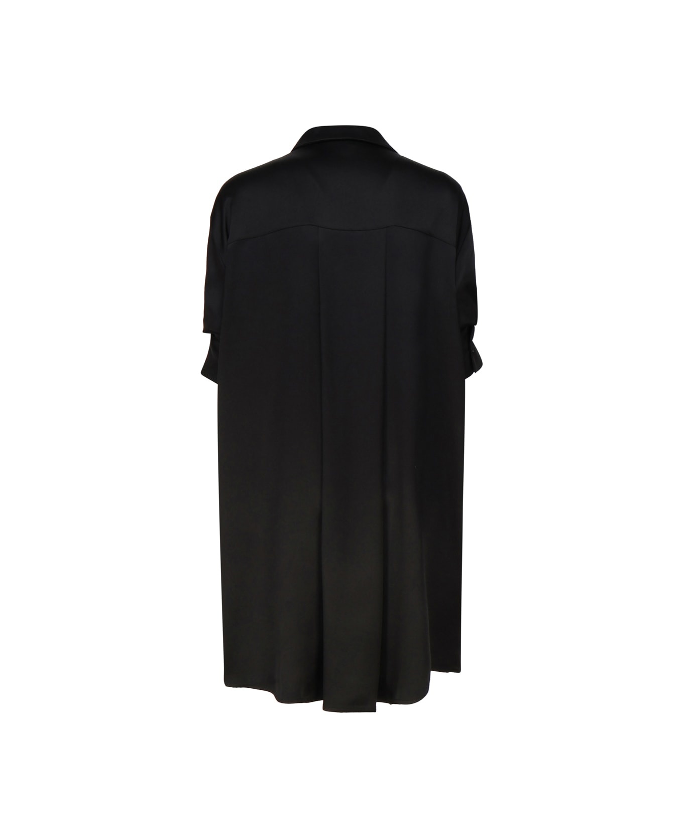 Black Satin Shirt Dress - 3