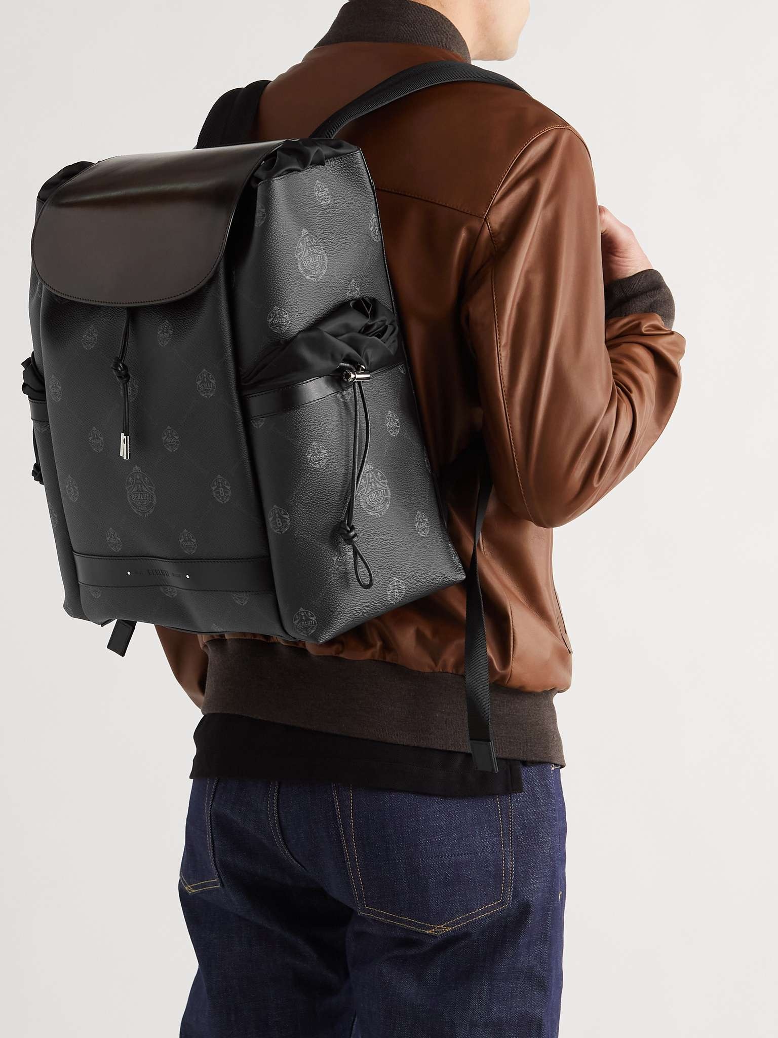 Signature Shell-Trimmed Coated-Canvas and Leather Backpack - 2