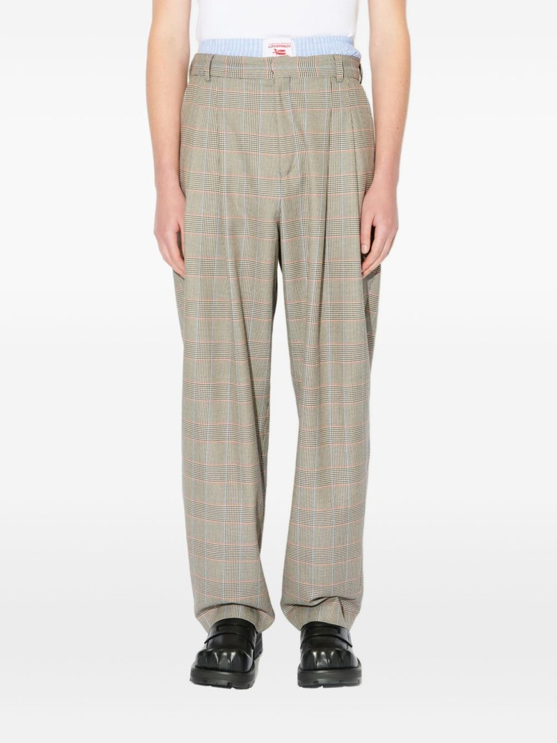 CHARLES JEFFREY LOVERBOY Aberdeen checked pleated trousers outlook