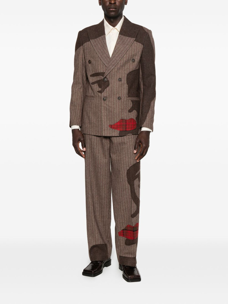 KidSuper pinstriped face-patchwork jacket outlook