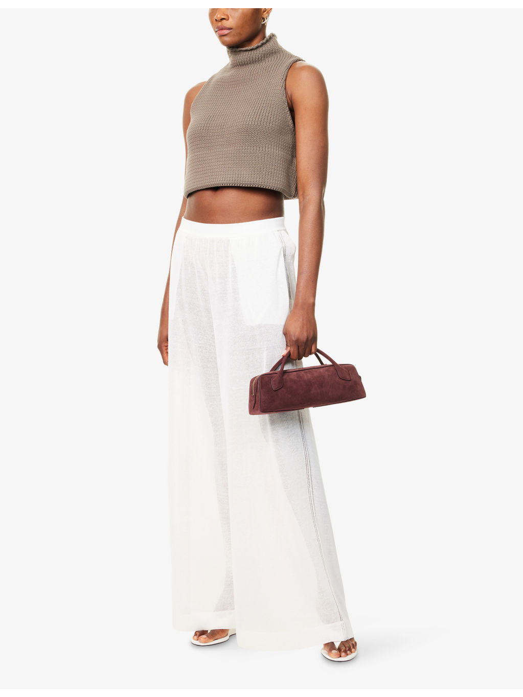 Crop Sleeveless Cotton-Blend Top - 2