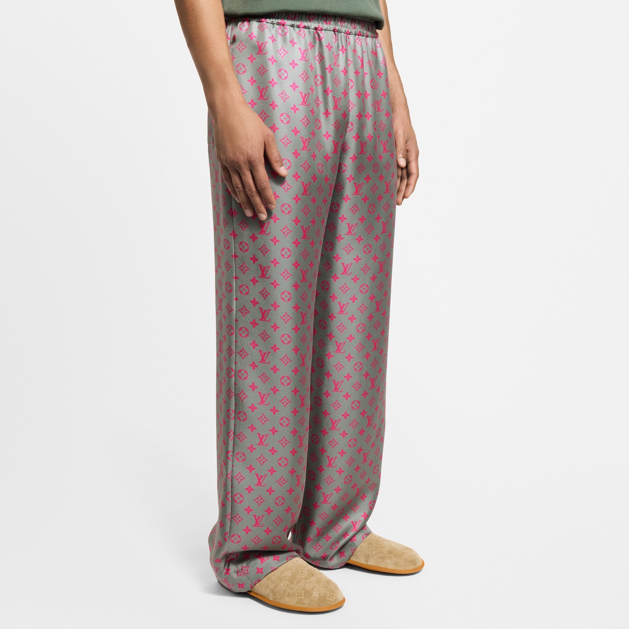 Monogram Silk Drawstring Pants - 2