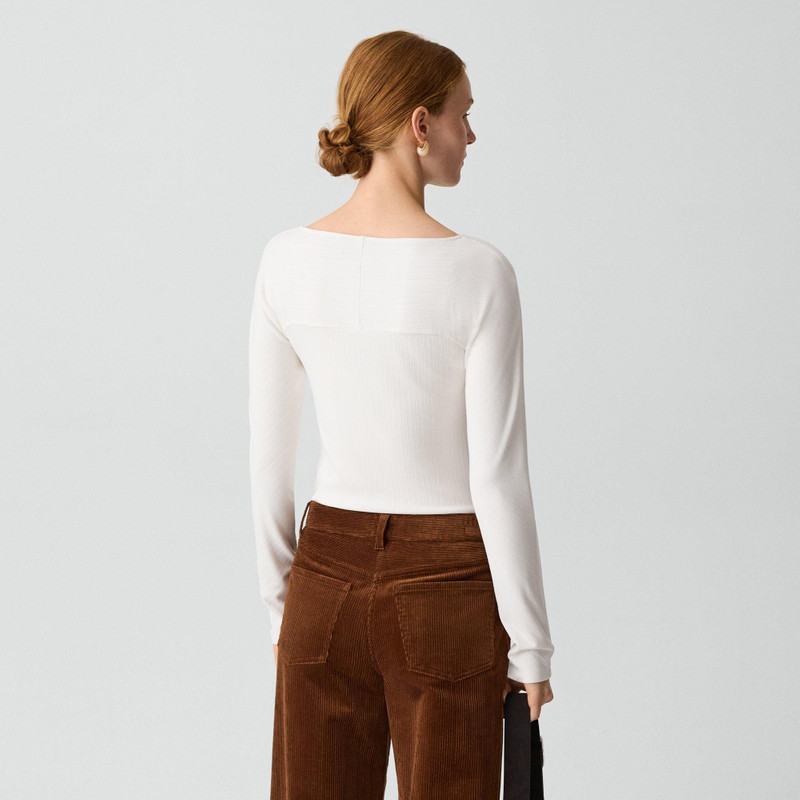 Boatneck Long-Sleeve Top in Stretch Rib 3