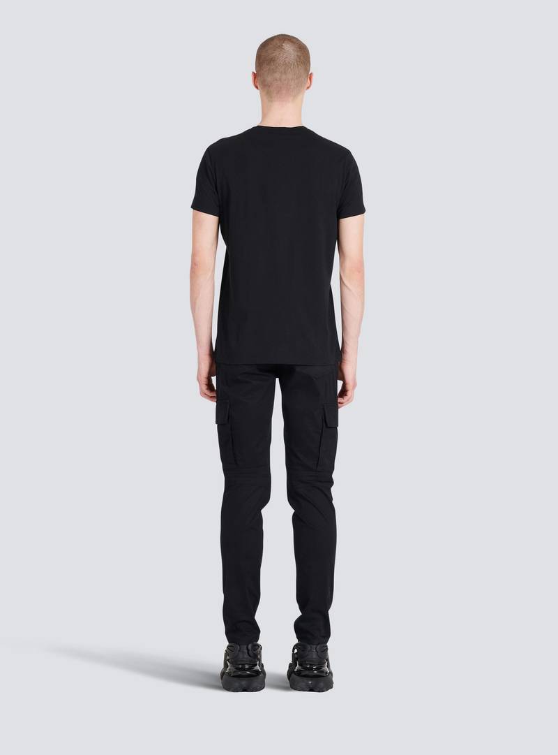 Eco-designed 코튼 Balmain Paris 로고 인쇄가있는 T 셔츠 4