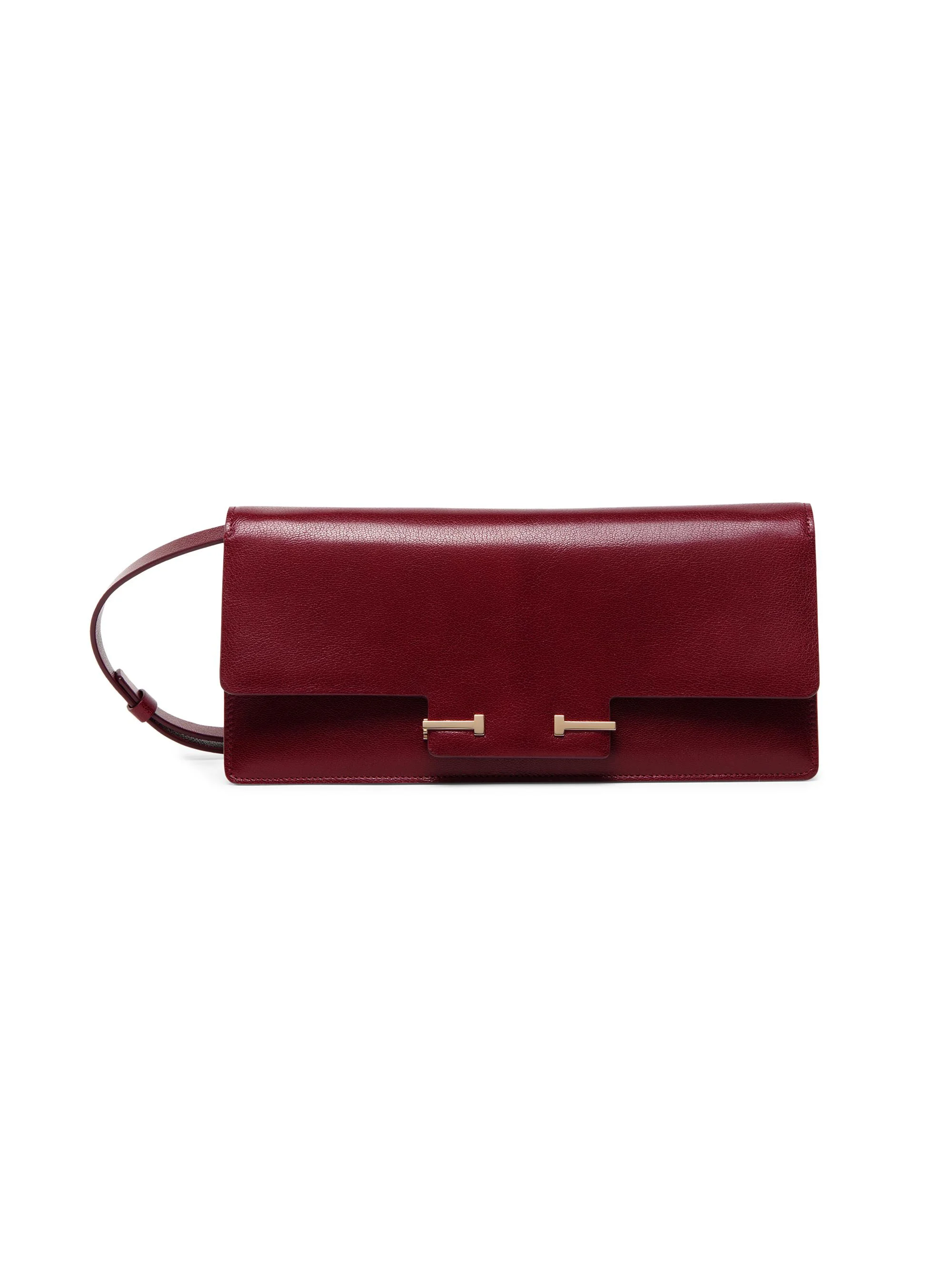 Women's East West Supple Grain Leather Shoulder Bag - Ruby Red - 1
