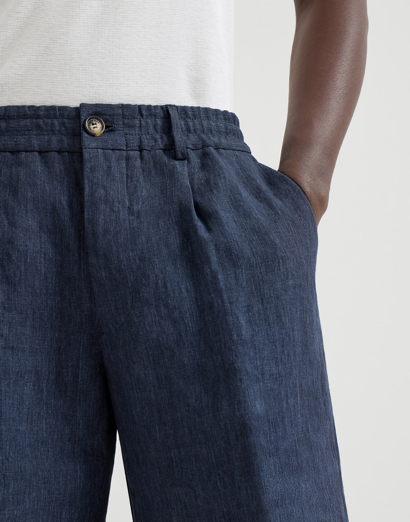 Lightweight délavé linen Bermuda shorts with elasticated waistband 4