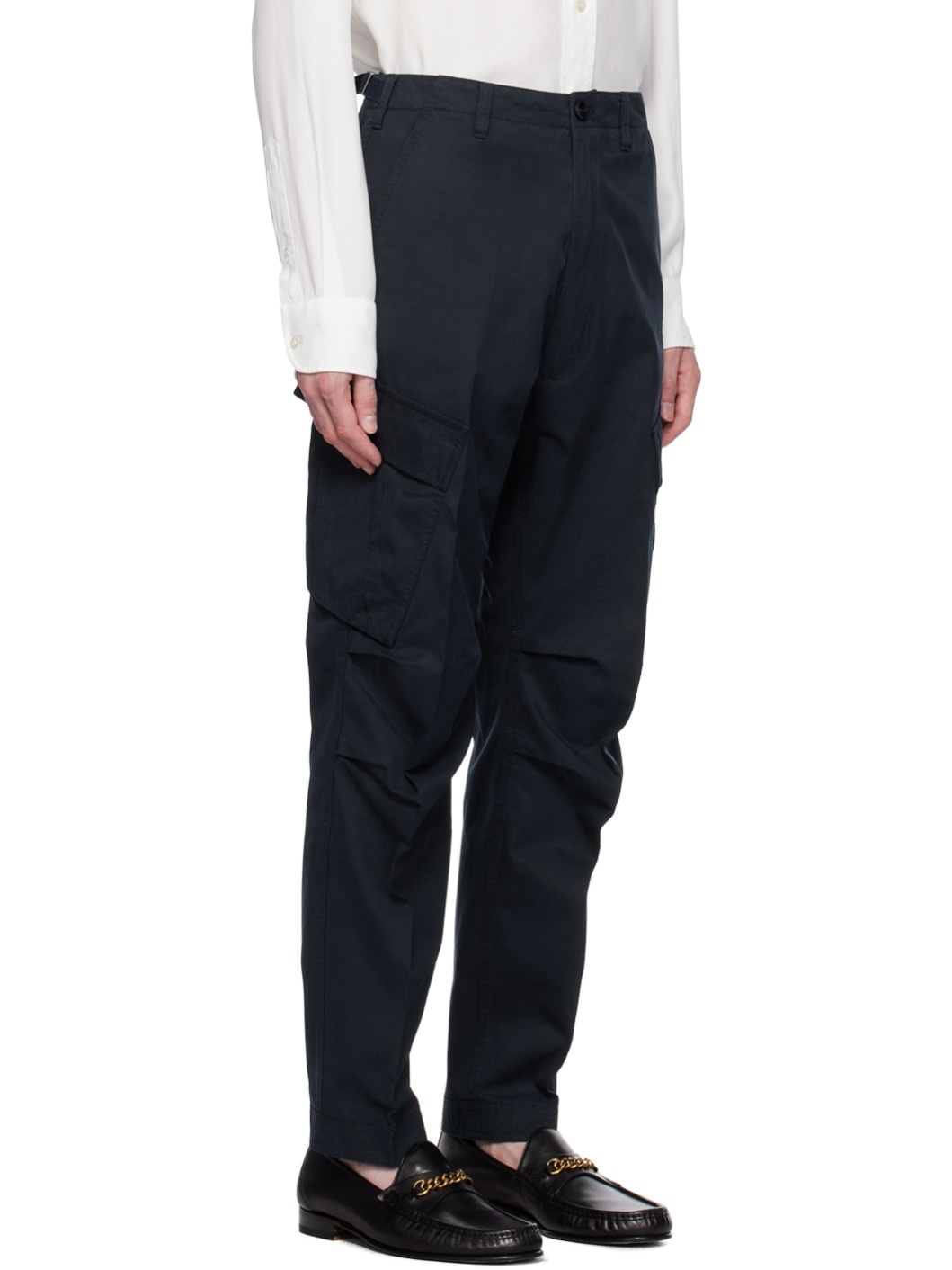 Navy Cuffed Cargo Pants - 2