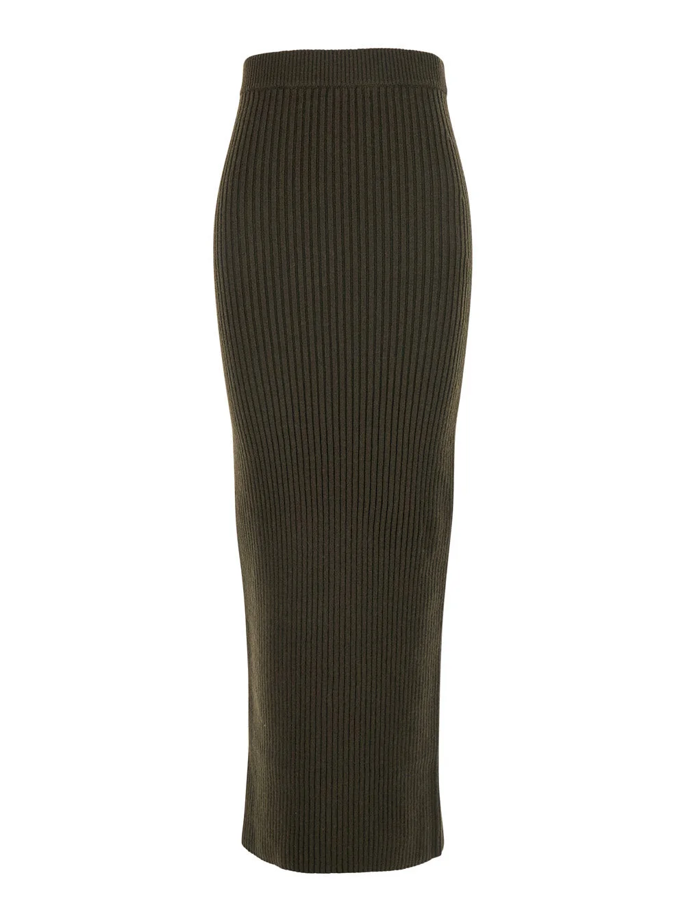 Max Mara Women Green Skirt With Ribbed Design And Elastic Waist In Cotton Woman - 1