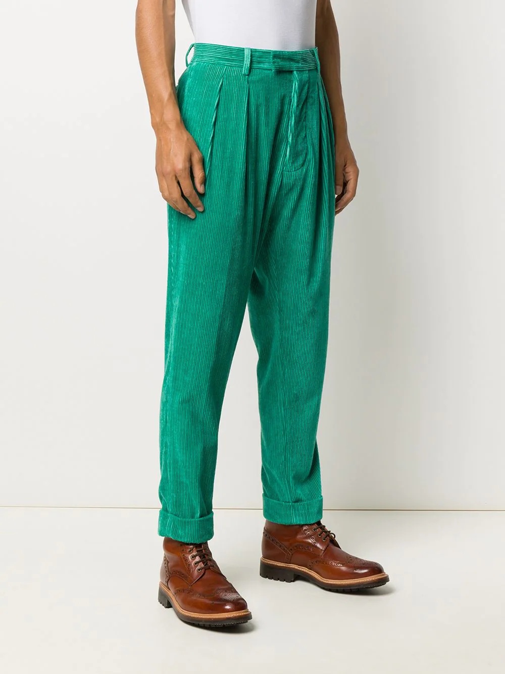 linen-blend corduroy trousers - 3