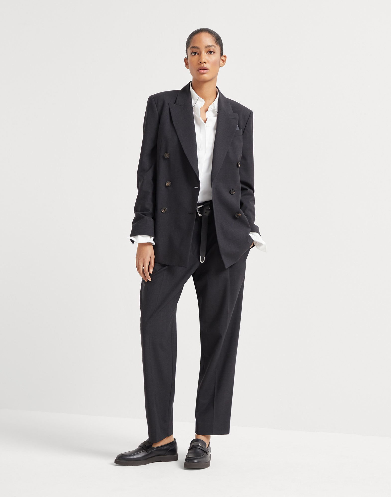 Tropical luxury wool slouchy trousers with monili - 4