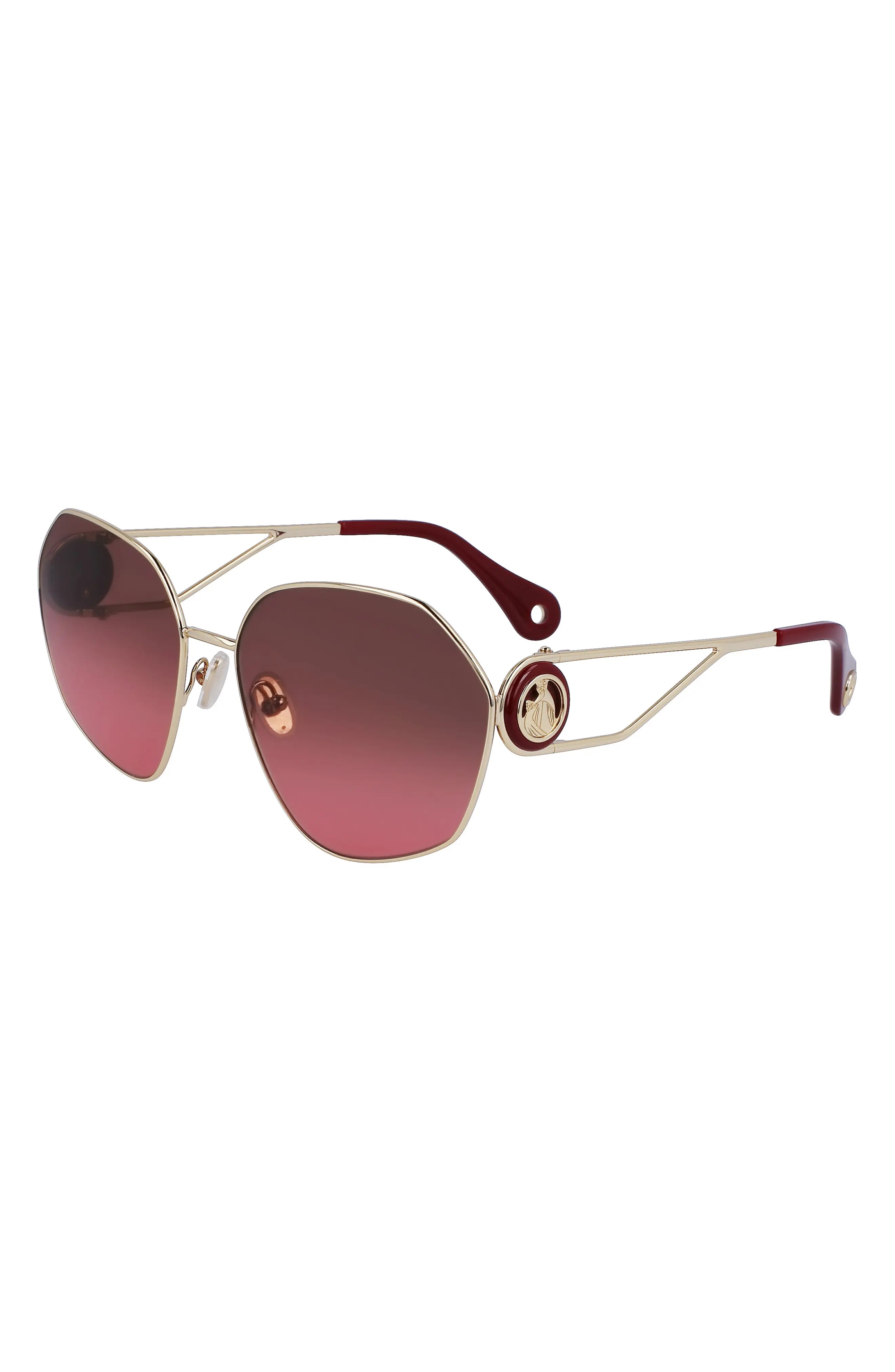 Mother & Child 62mm Oversize Rectangular Sunglasses in Gold/Gradient Cherry - 2