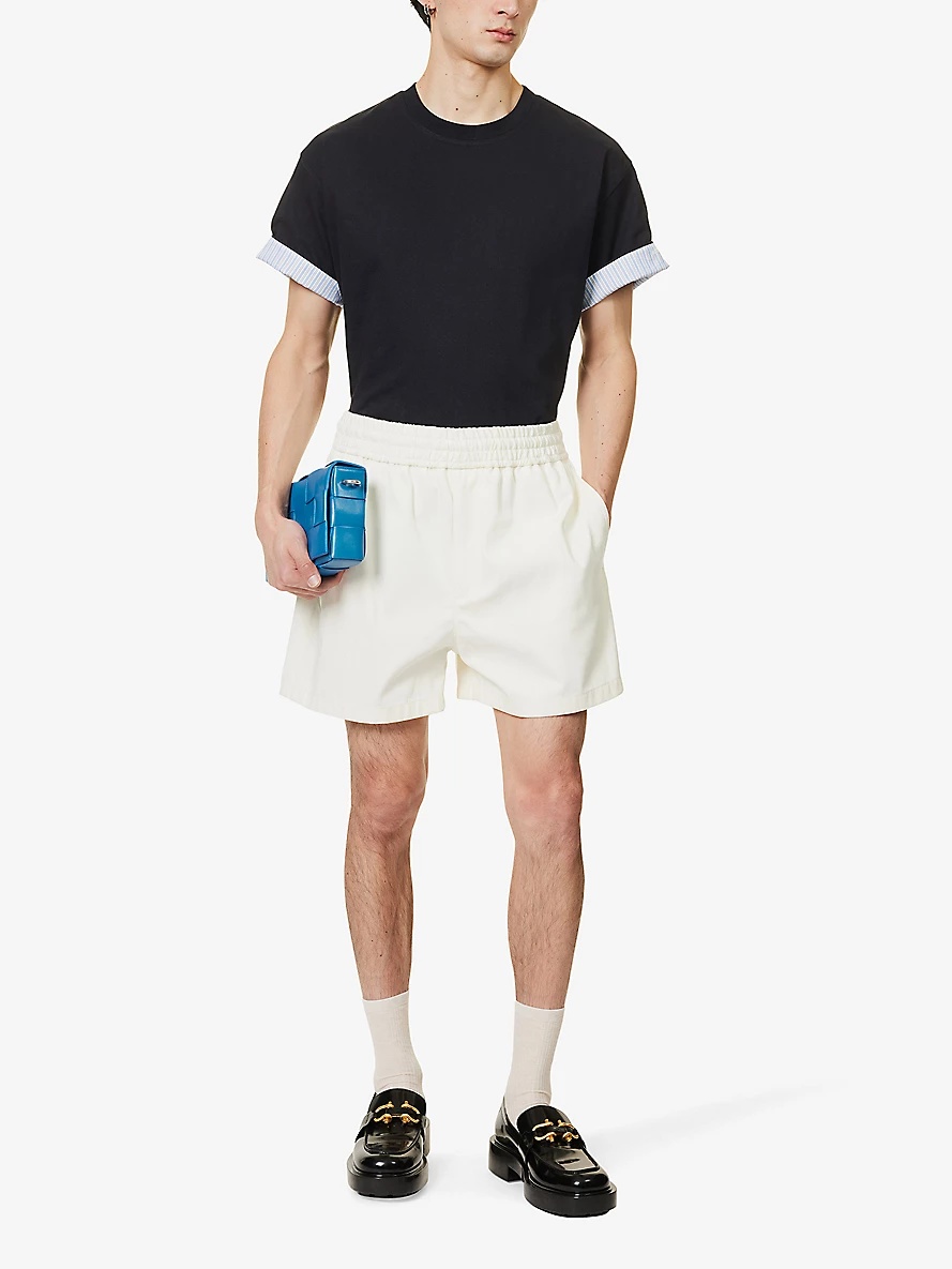 Elasticated-waist slip-pocket cotton-twill shorts - 2