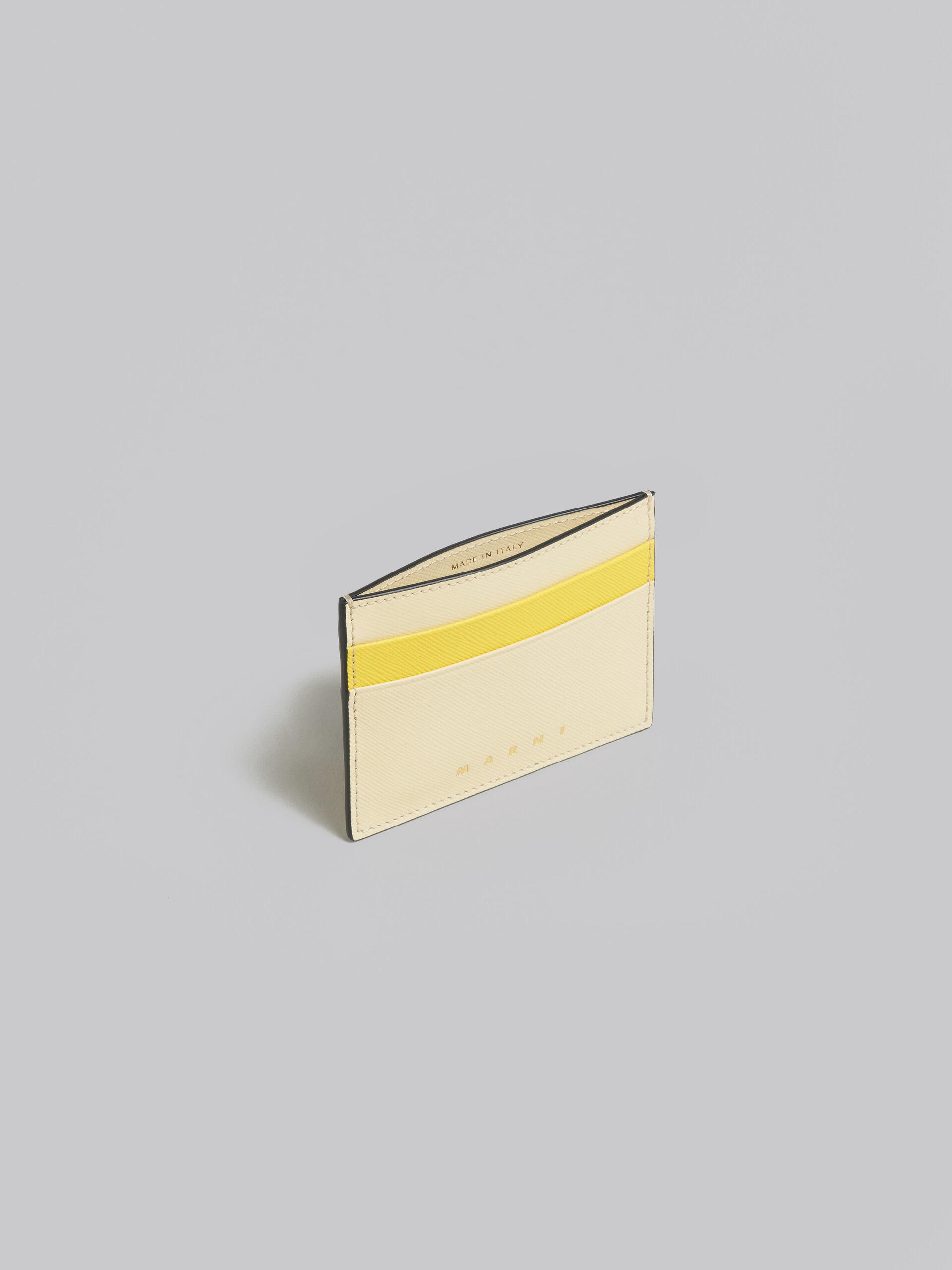 CREAM SAFFIANO LEATHER CARDHOLDER - 2