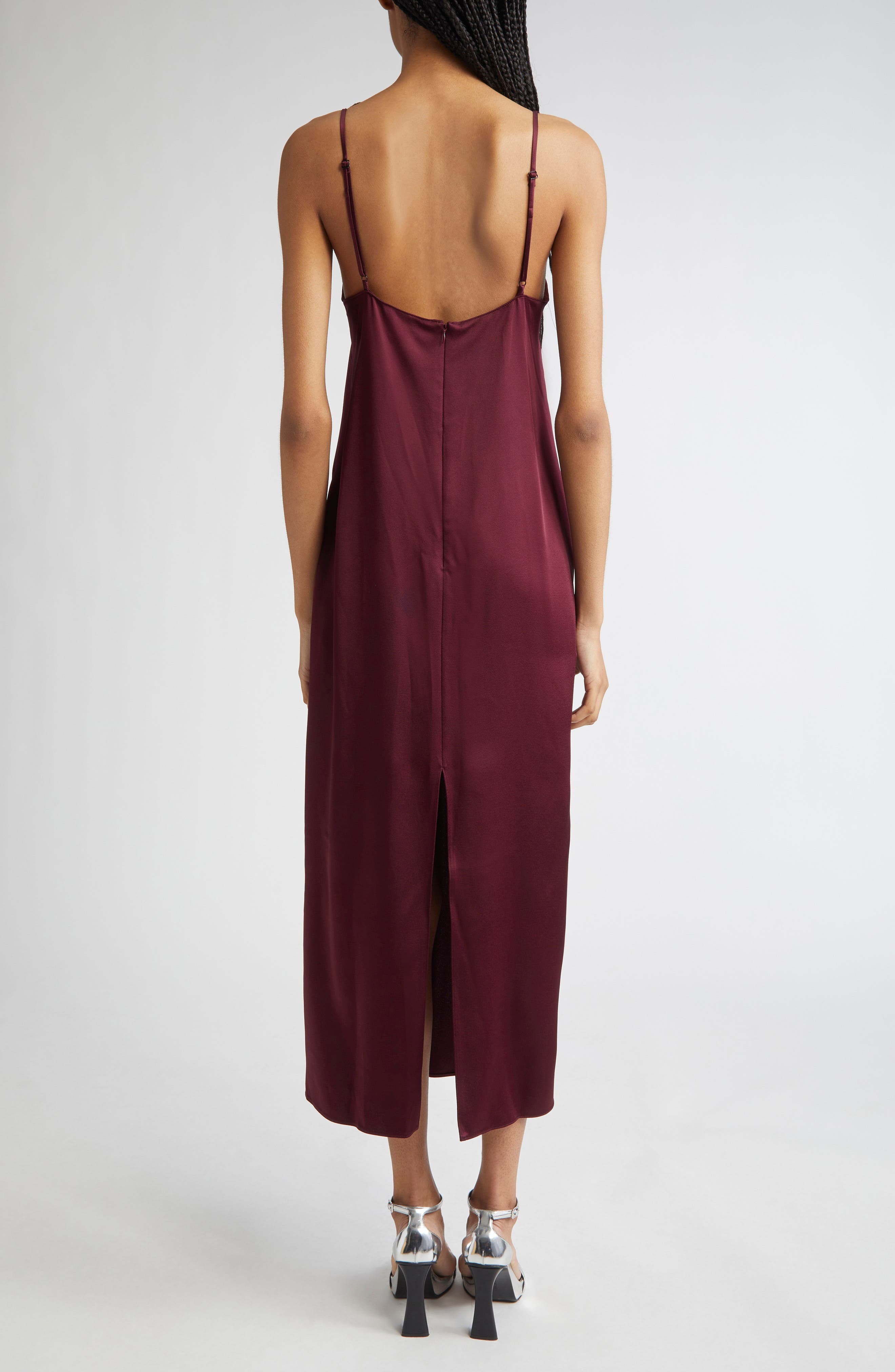 Stella McCartney Lace Trim Satin Slipdress in Bordeaux at Nordstrom - 2