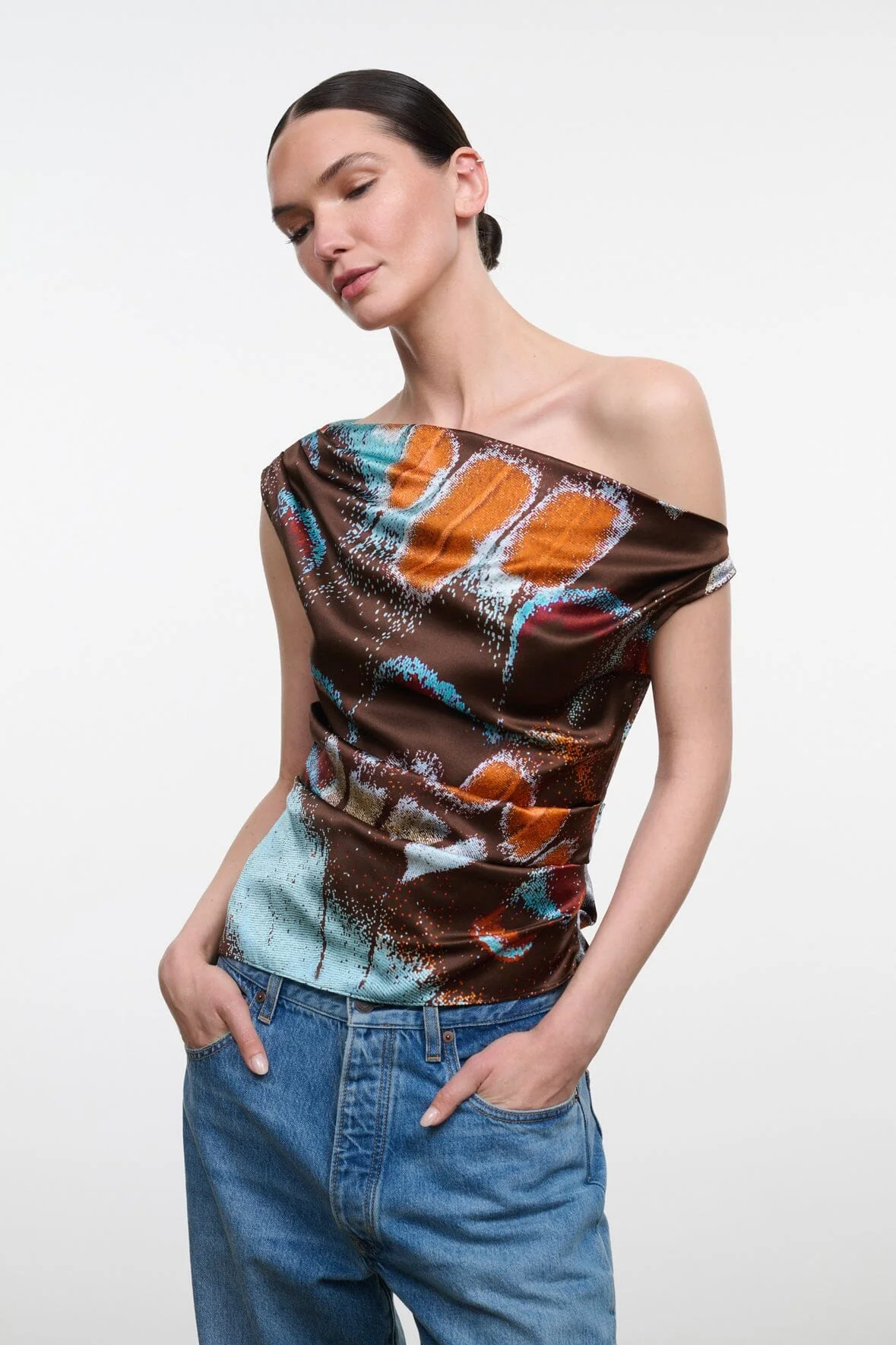 STAUD PHARE SILK TOP BUTTERFLY SKY - 1