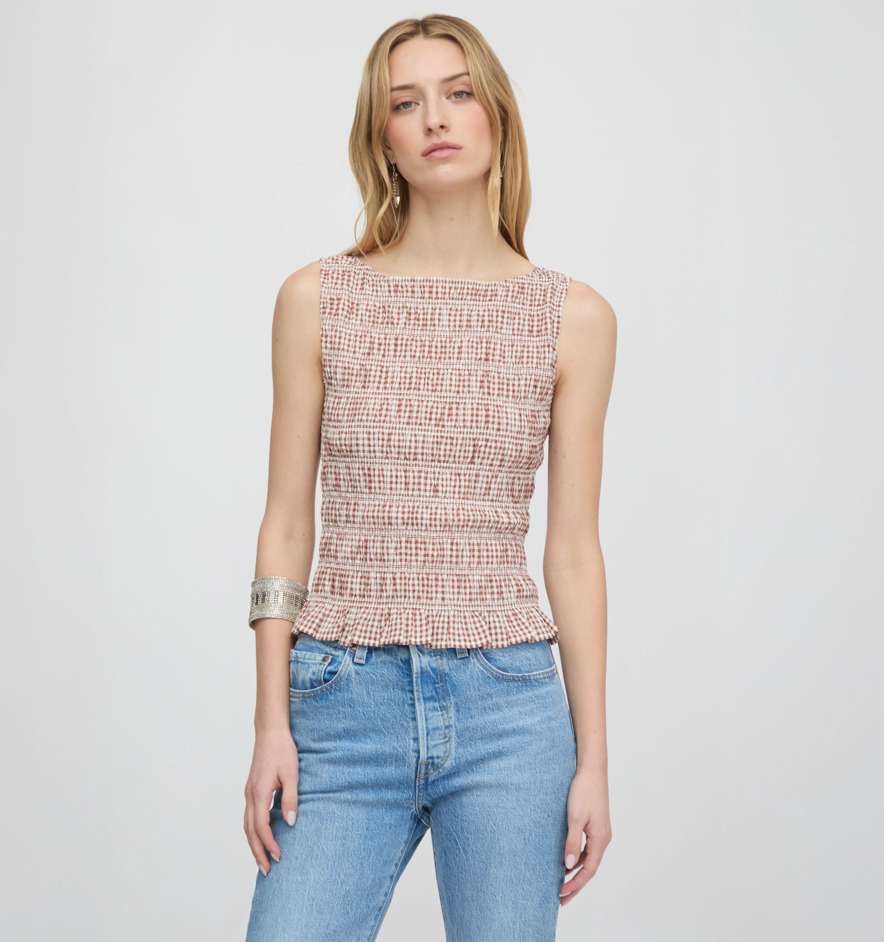 The Phoebe Nap Top - Cognac Gingham - 1