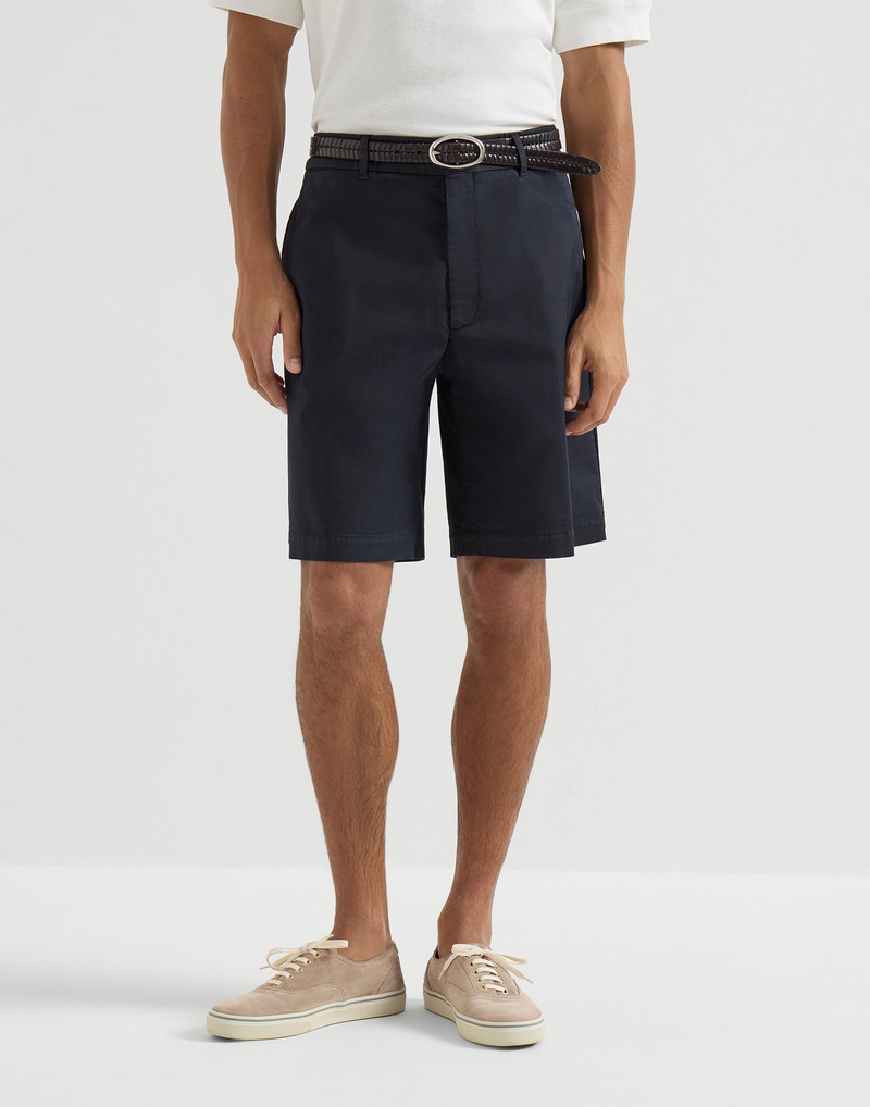 Garment-dyed Bermuda shorts in American Pima cotton comfort gabardine 2