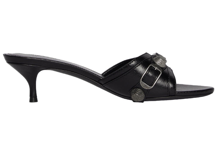 (WMNS) Balenciaga Cagole 50mm Sandals 'Black Arena Lambskin' 694350WAD4E1081 - 2