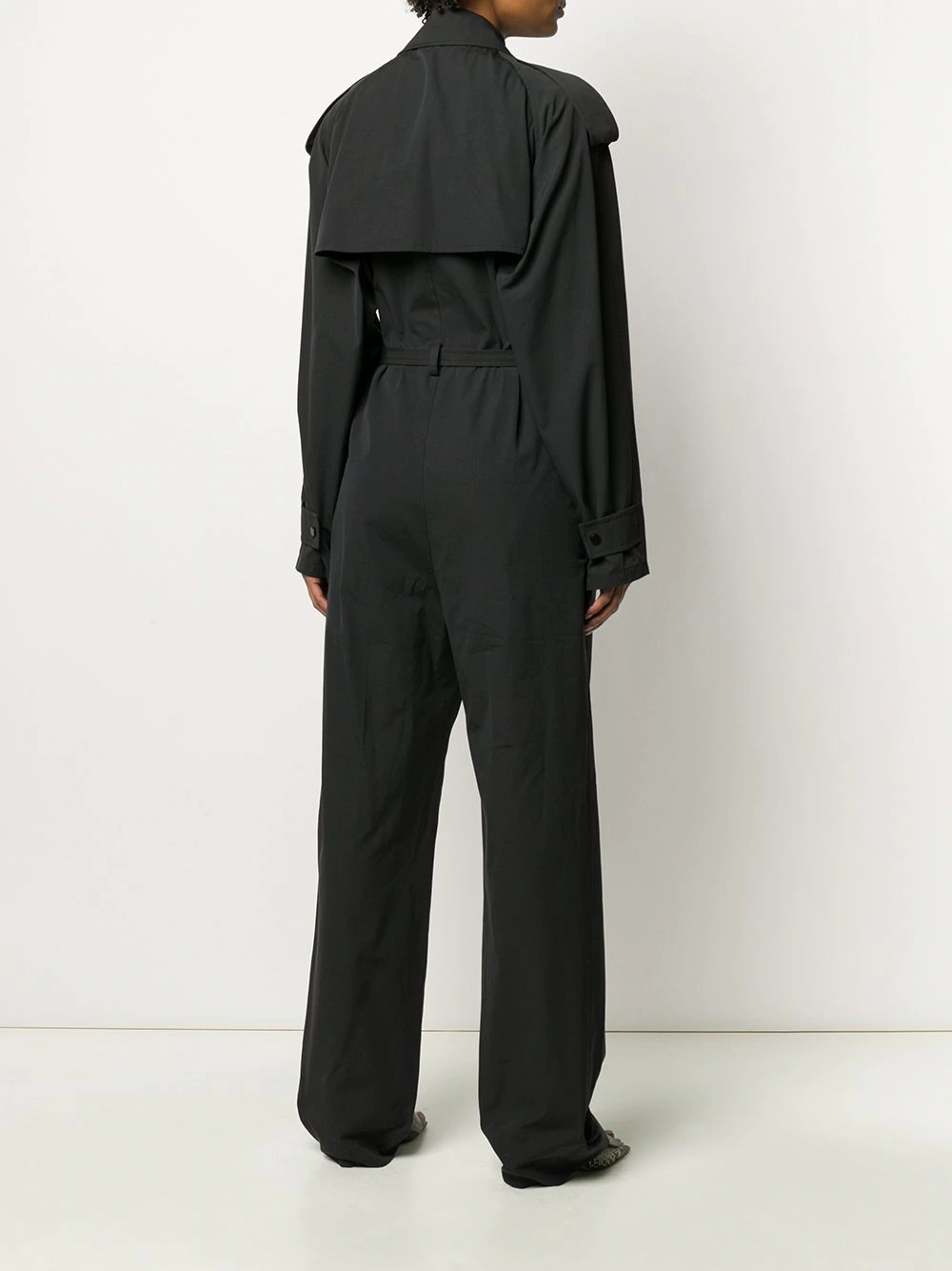 wide lapel belted jumpsuit - 4