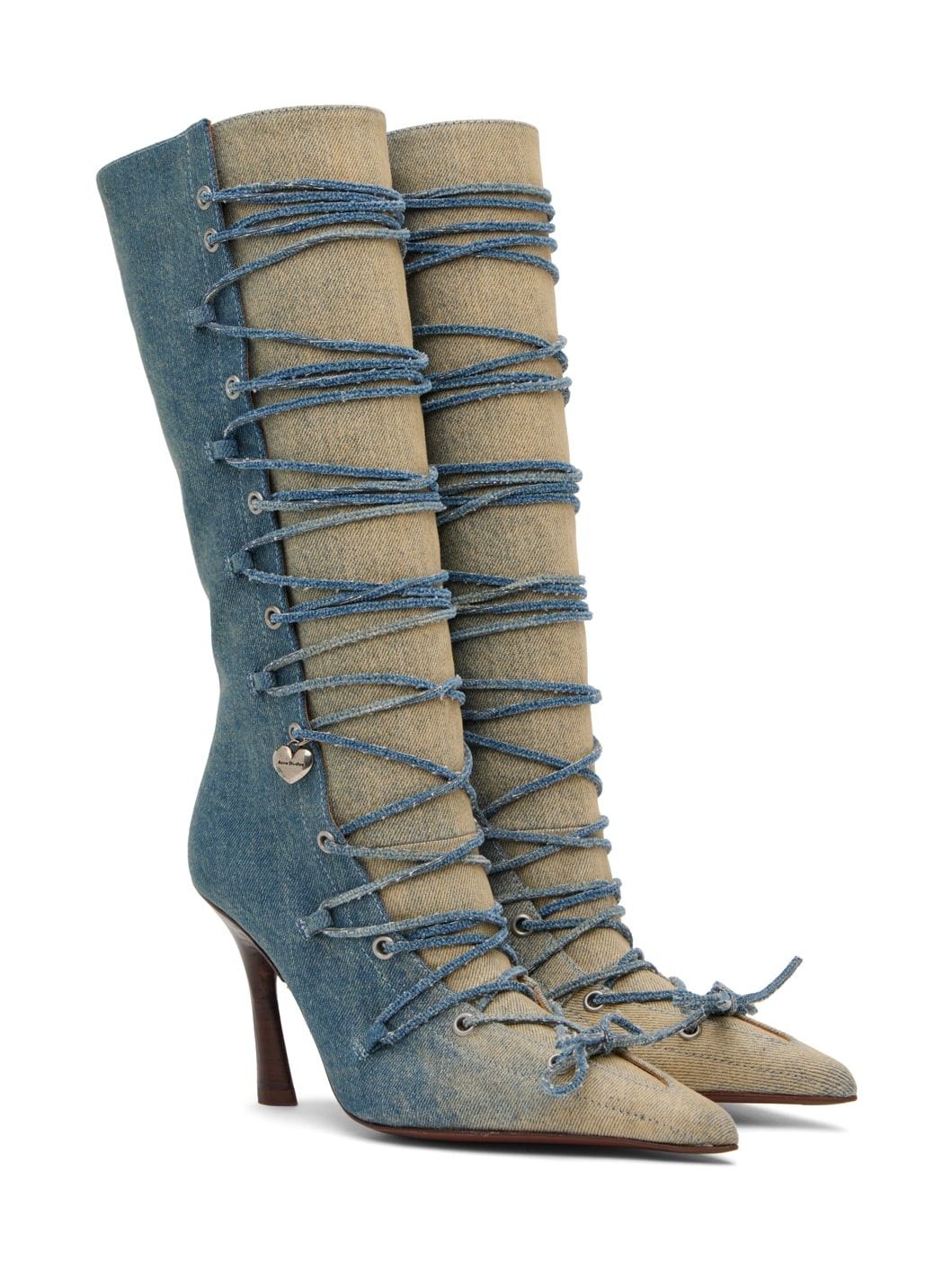 Blue Lace-Up Heel Boots - 4