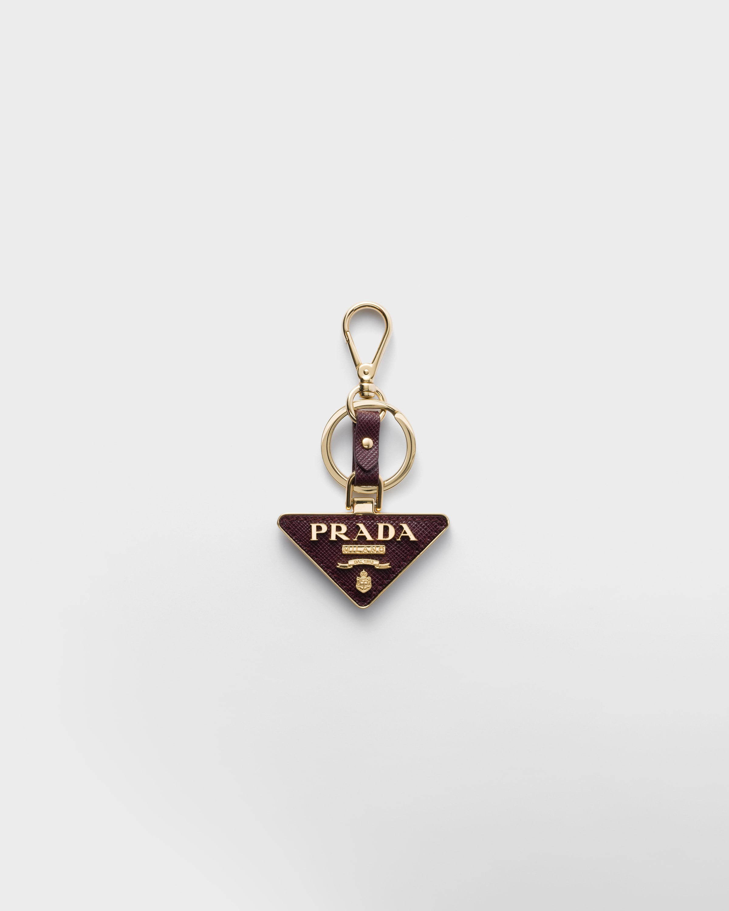 Saffiano Leather and Metal Keychain - 1