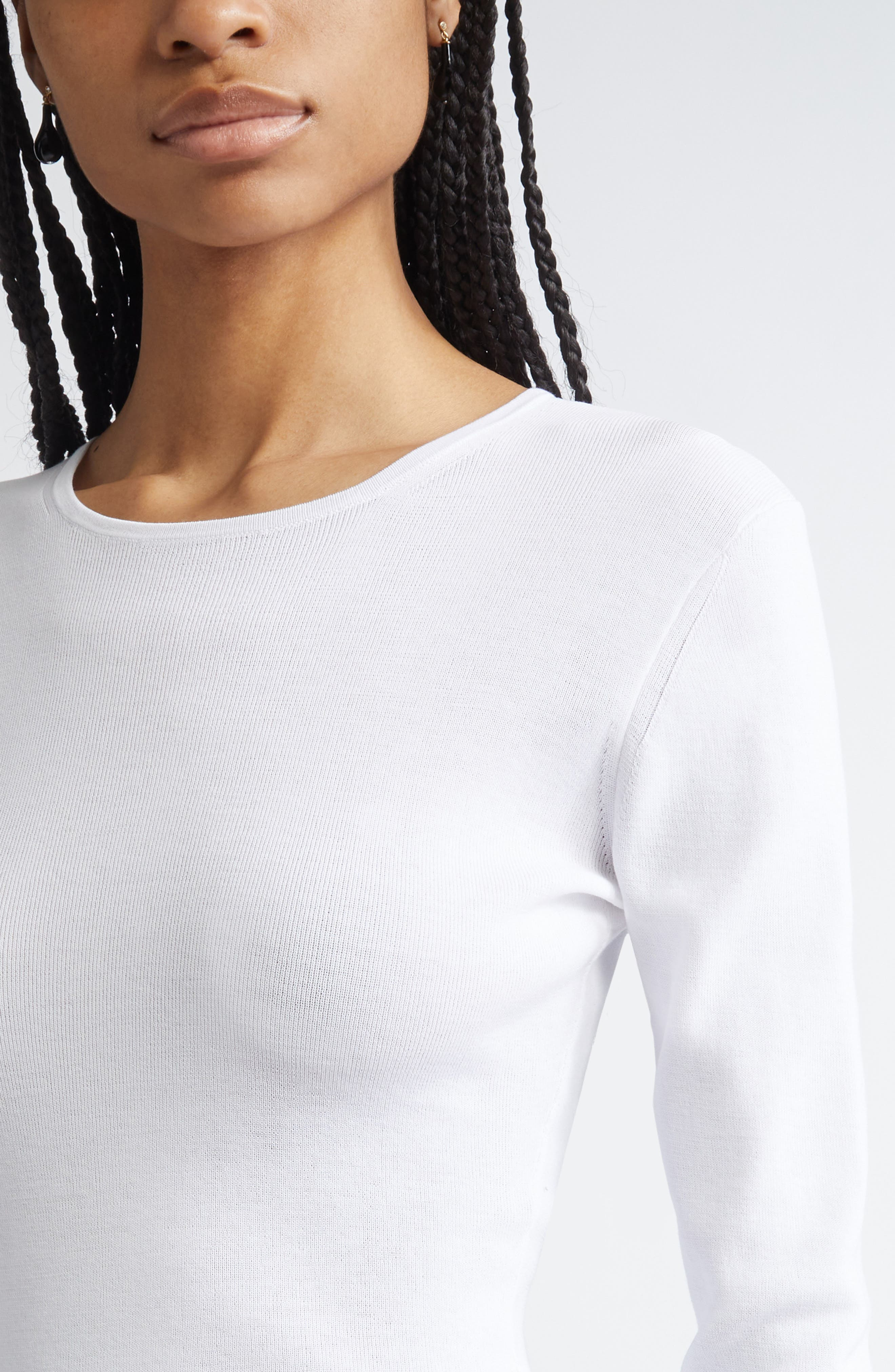 TOTEME Compact Organic Cotton Top in White at Nordstrom - 5