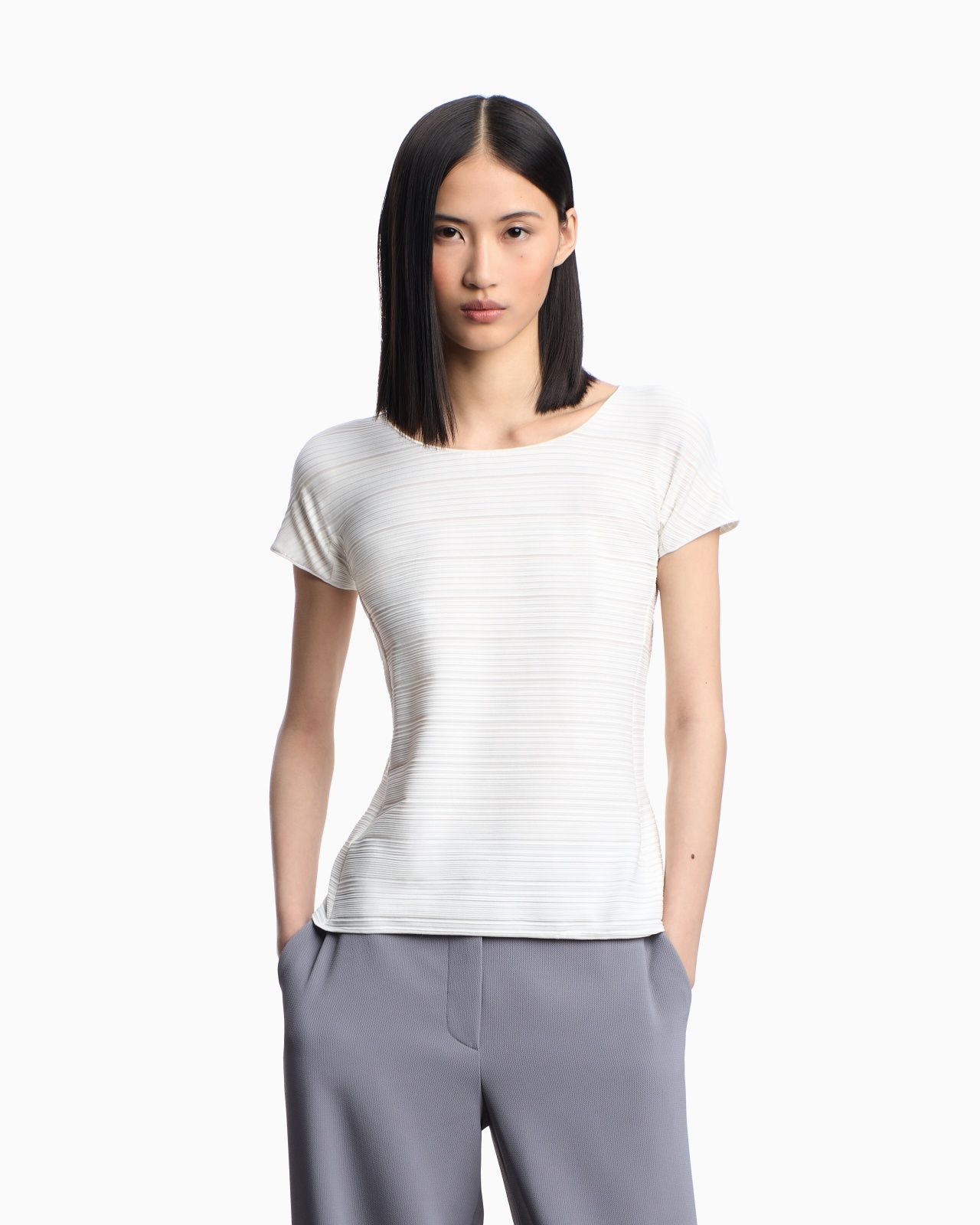 STRETCH JACQUARD MOTIF NYLON-JERSEY T-SHIRT - 4