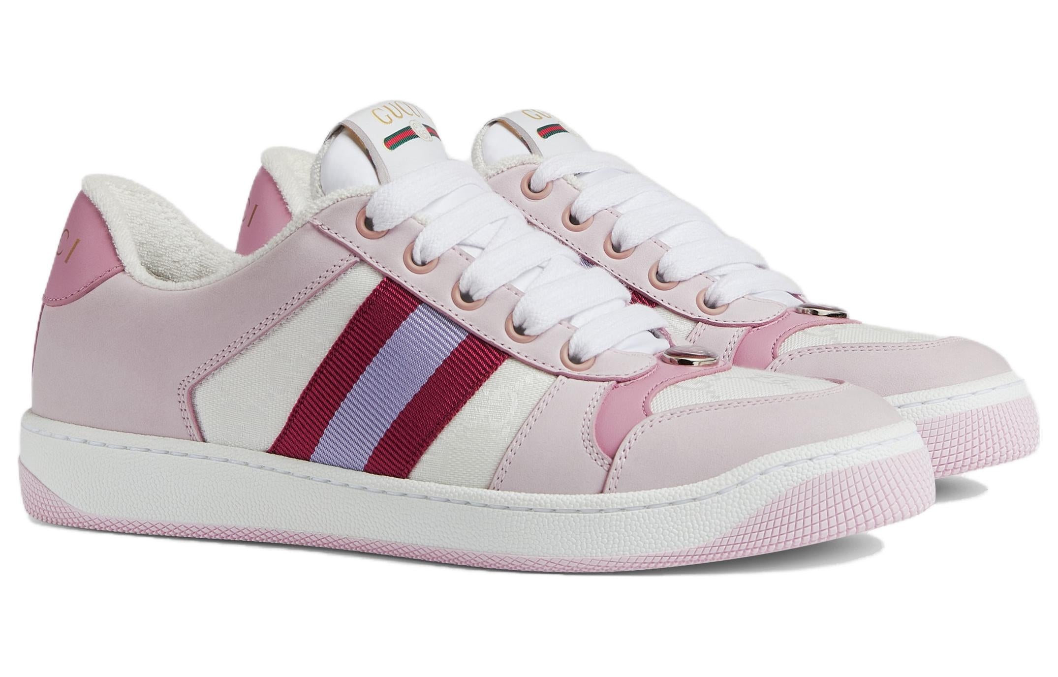 (WMNS) Gucci Screener Low-Top Sneakers 'White Pink' 677423-HVKI0-9090 - 2