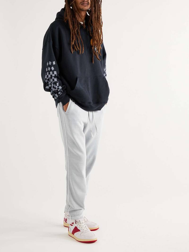 Rhude Rhecess Distressed Leather High-Top Sneakers outlook