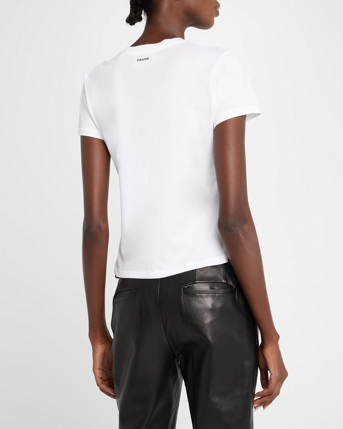 FRAME Ritz Solid Baby Tee in White | REVERSIBLE