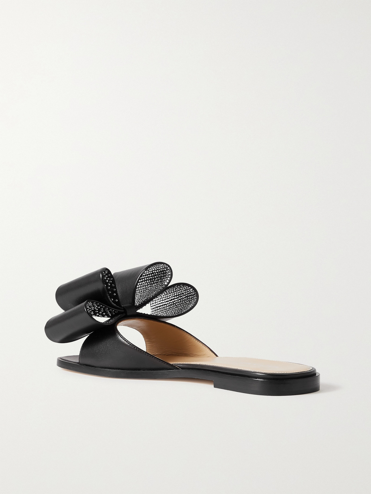 Le Cadeau Crystal-embellished Leather Slides - 3