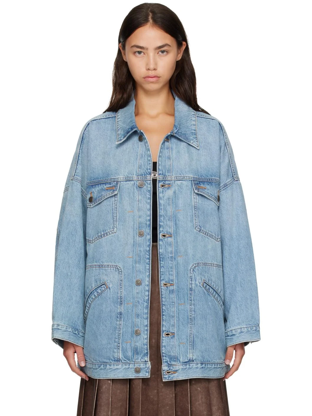 Blue Oversized Workwear Denim Jacket - 1
