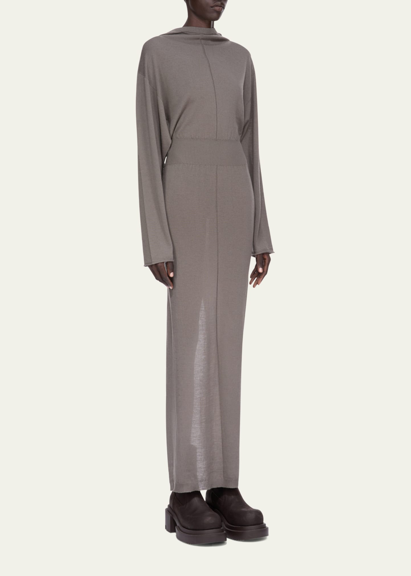Hooded Draped Maxi Sweater Dress - 4