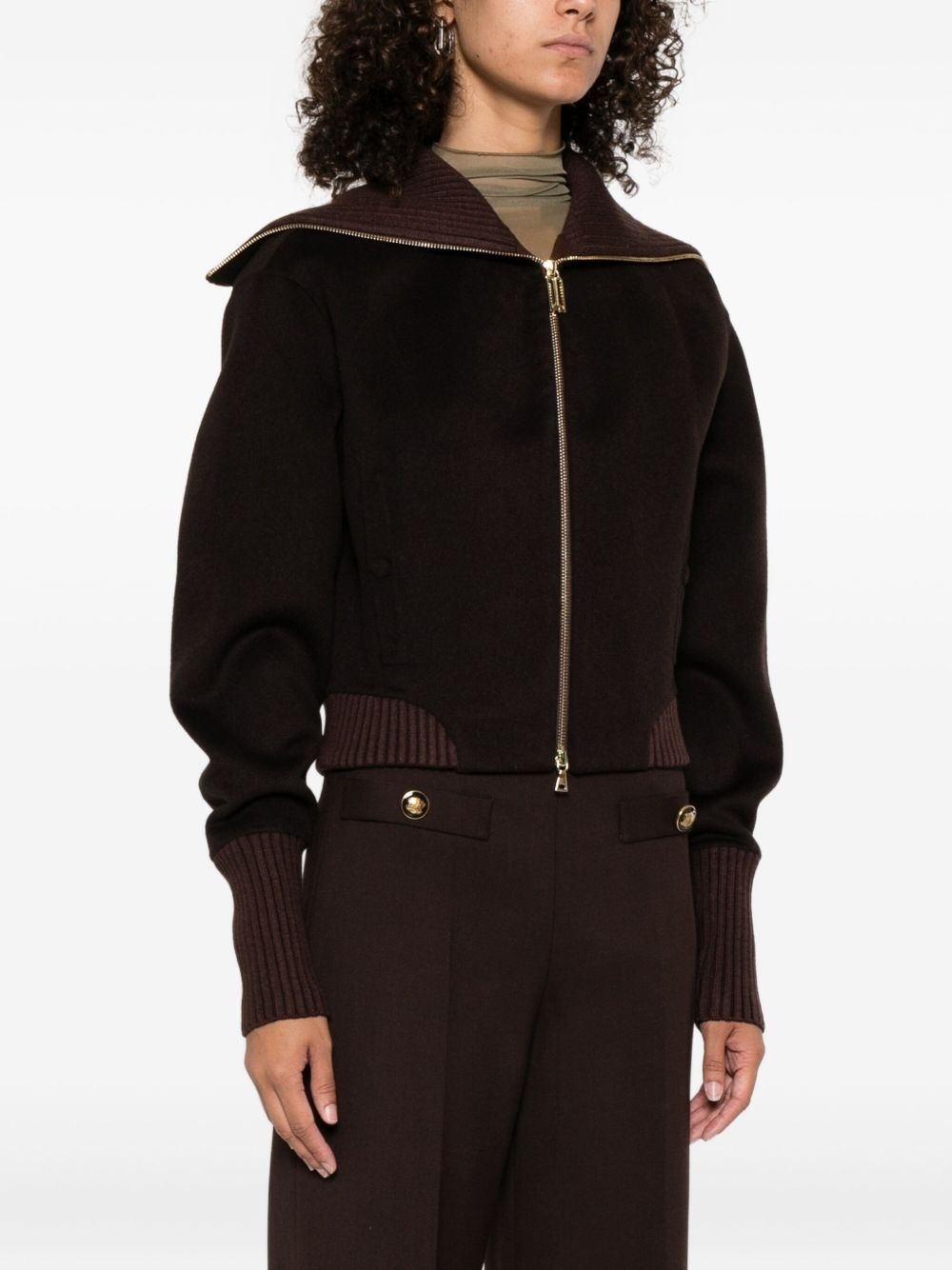 high-neck zip-front jacket - 3