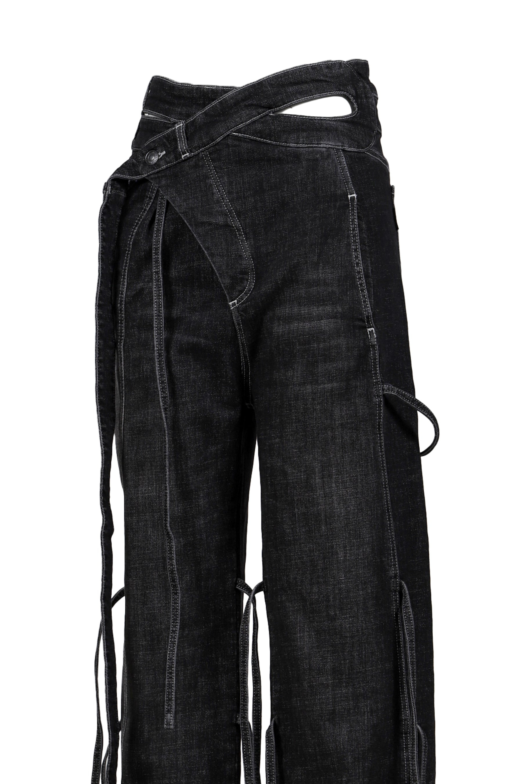 STRAPPY SIGNATURE WRAP JEANS / BLK - 8