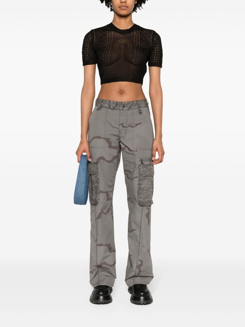 Marine Serre pointelle-knit cropped blouse outlook