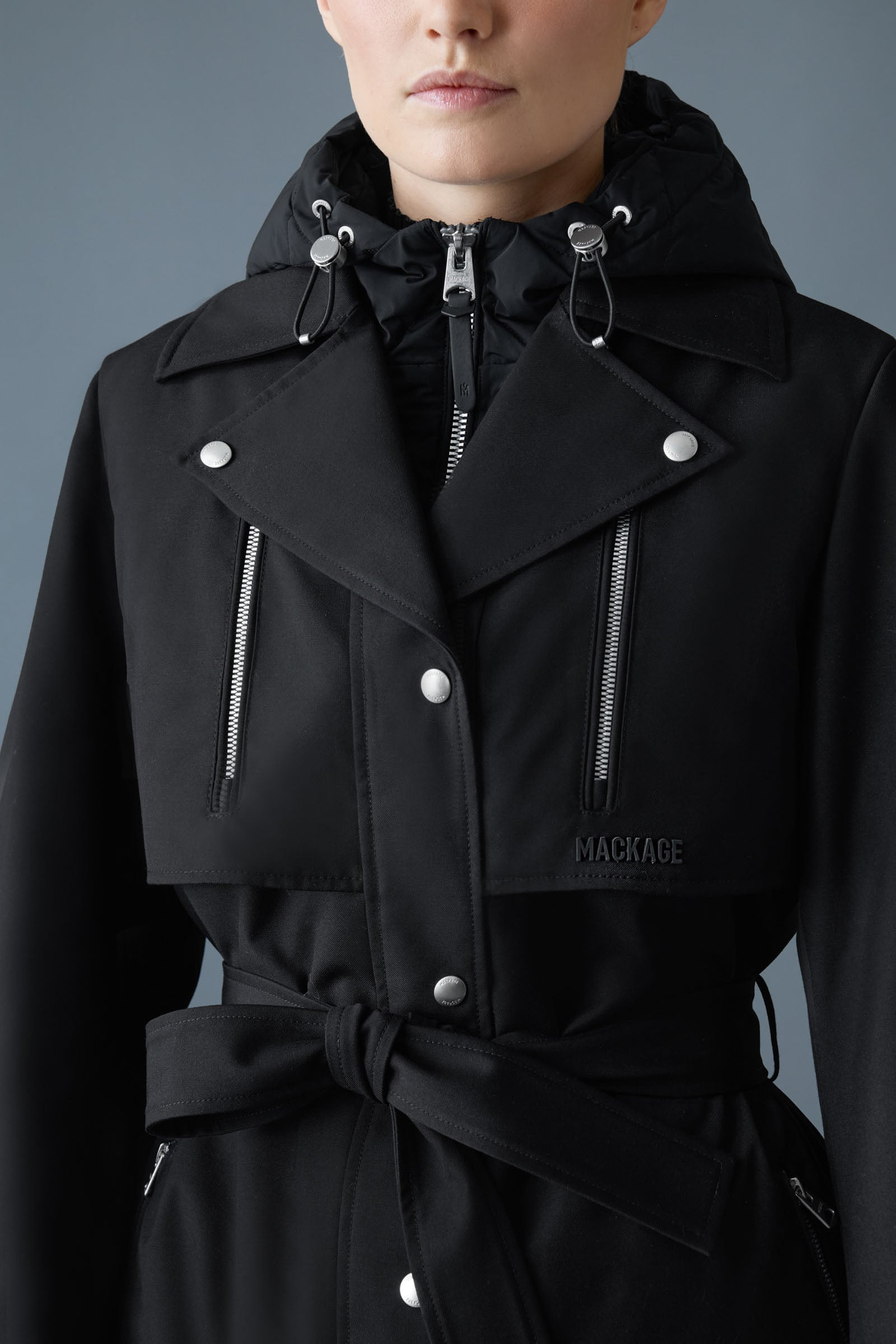 SIOBHAN Down Trench Coat with Removable Bib - 5