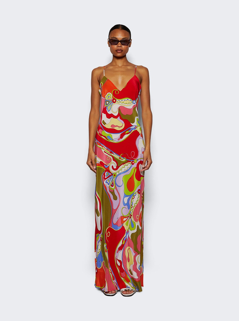 Orchidee-print Crepe De Chine Dress Multicolor 3