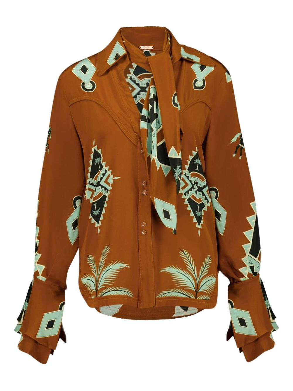 geometric-print V-neck shirt - 1