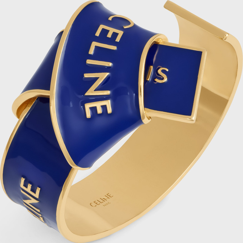 CELINE Celine Ribbon Knotted Cuff in Enamel and Brass with gold finish outlook