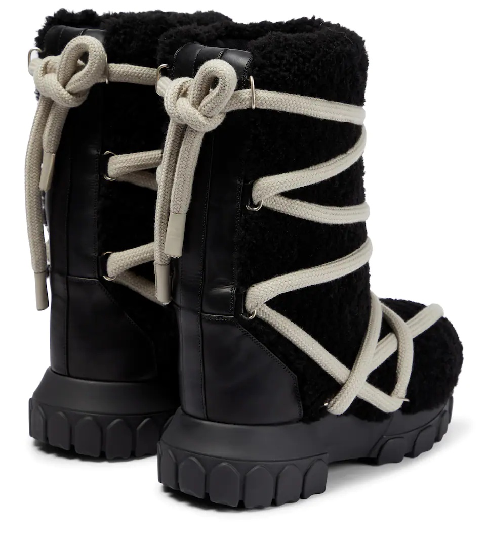 DRKSHDW lace-up shearling boots - 3