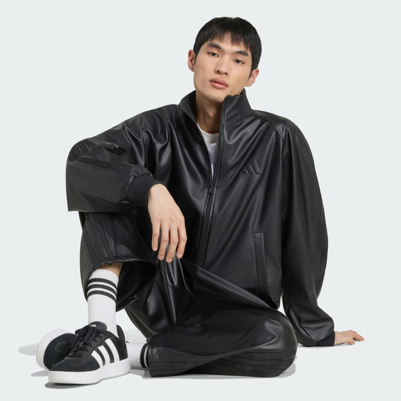 STADIUM OVERSIZED FIT FAKE LEATHER FULL LENGTH OPEN HEM PANTS 4
