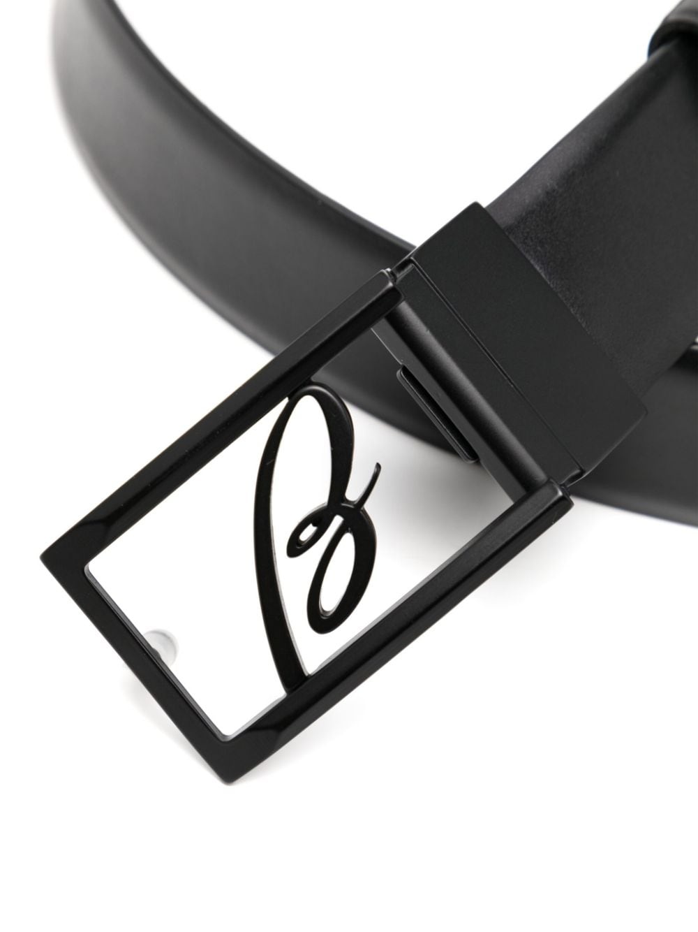 logo-buckle leather belt - 2