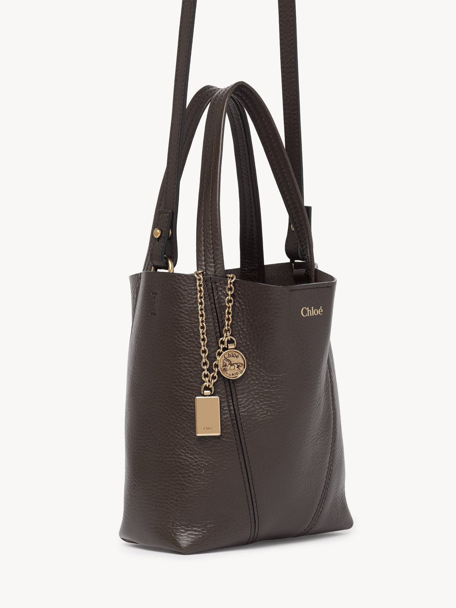 SMALL CHLOÉ SPIN TOTE BAG IN GRAINED LEATHER - 6