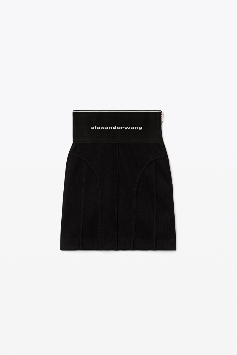 LOGO ELASTIC MINI SKIRT IN RIBBED JERSEY 1