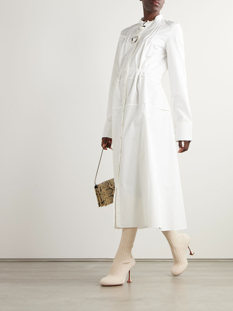 Jil Sander Pintucked cotton-poplin maxi shirt dress Off-white outlook
