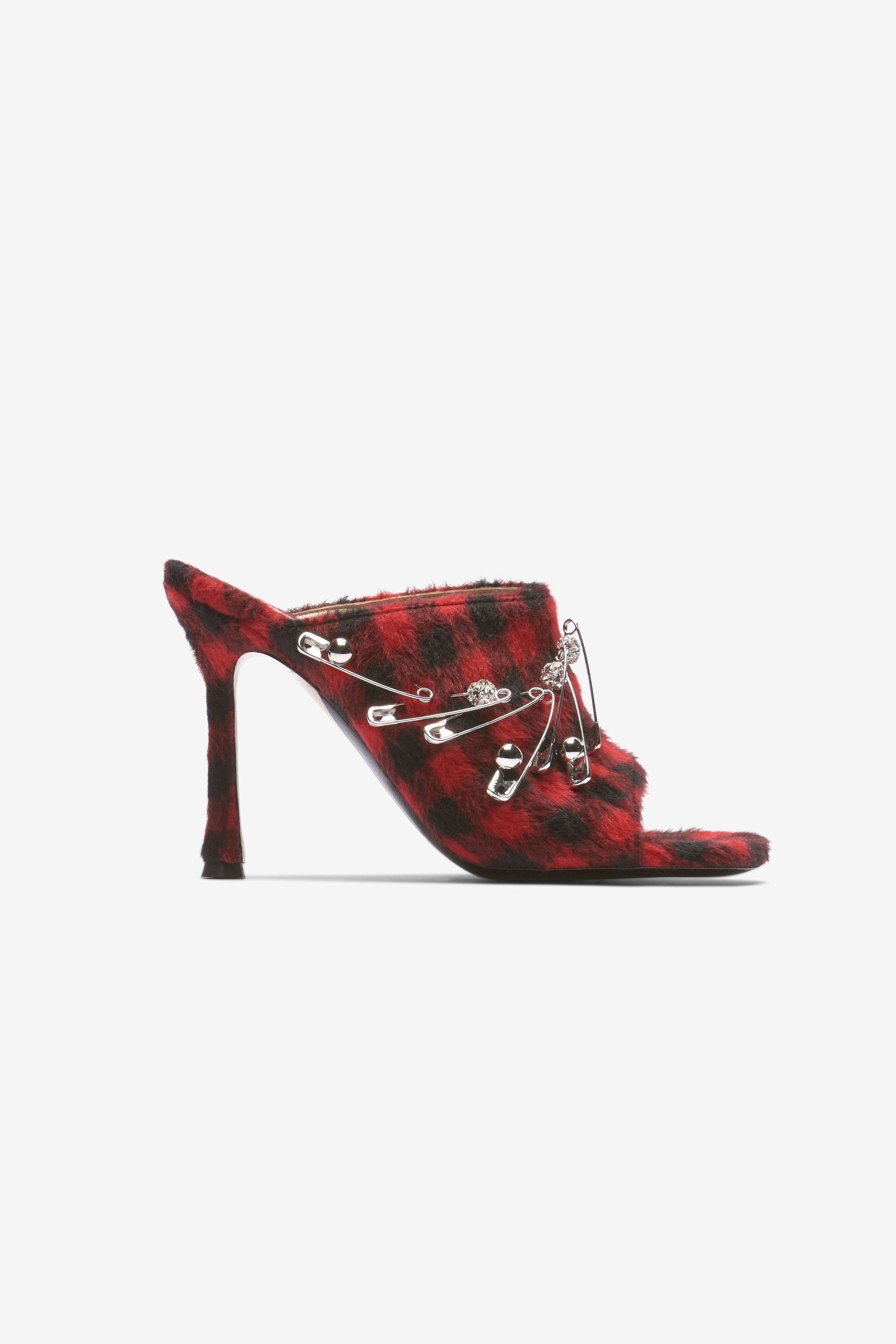 EMBELLISHED TARTAN MULES - 1