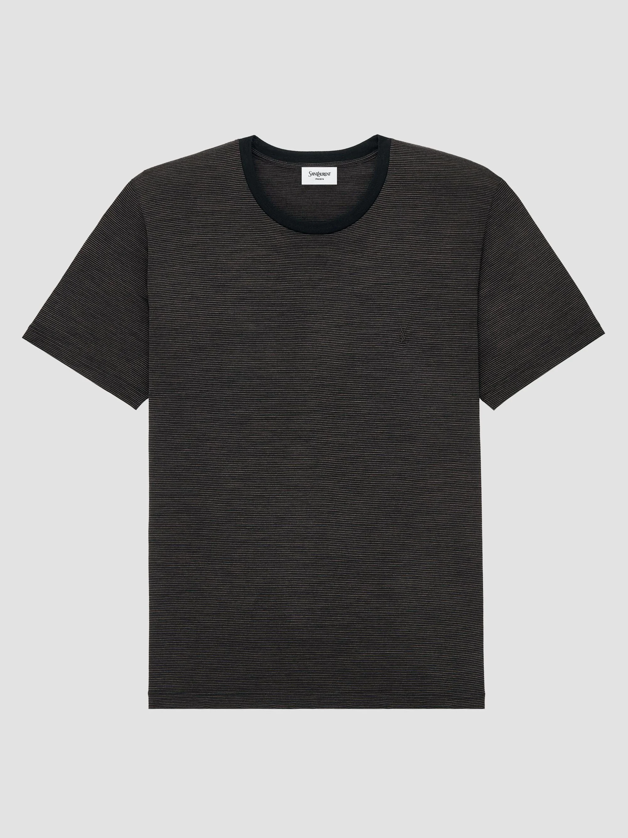 Men's Cassandre T-Shirt in Striped Wool - Noir Marron - 1